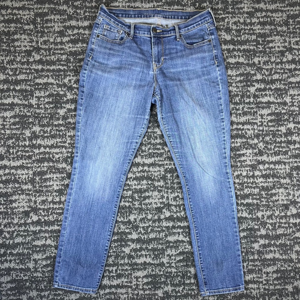 Old Navy Curvy Skinny Jeans Womens 10 Short Blue Reeds Medium Wash Stretch Denim
